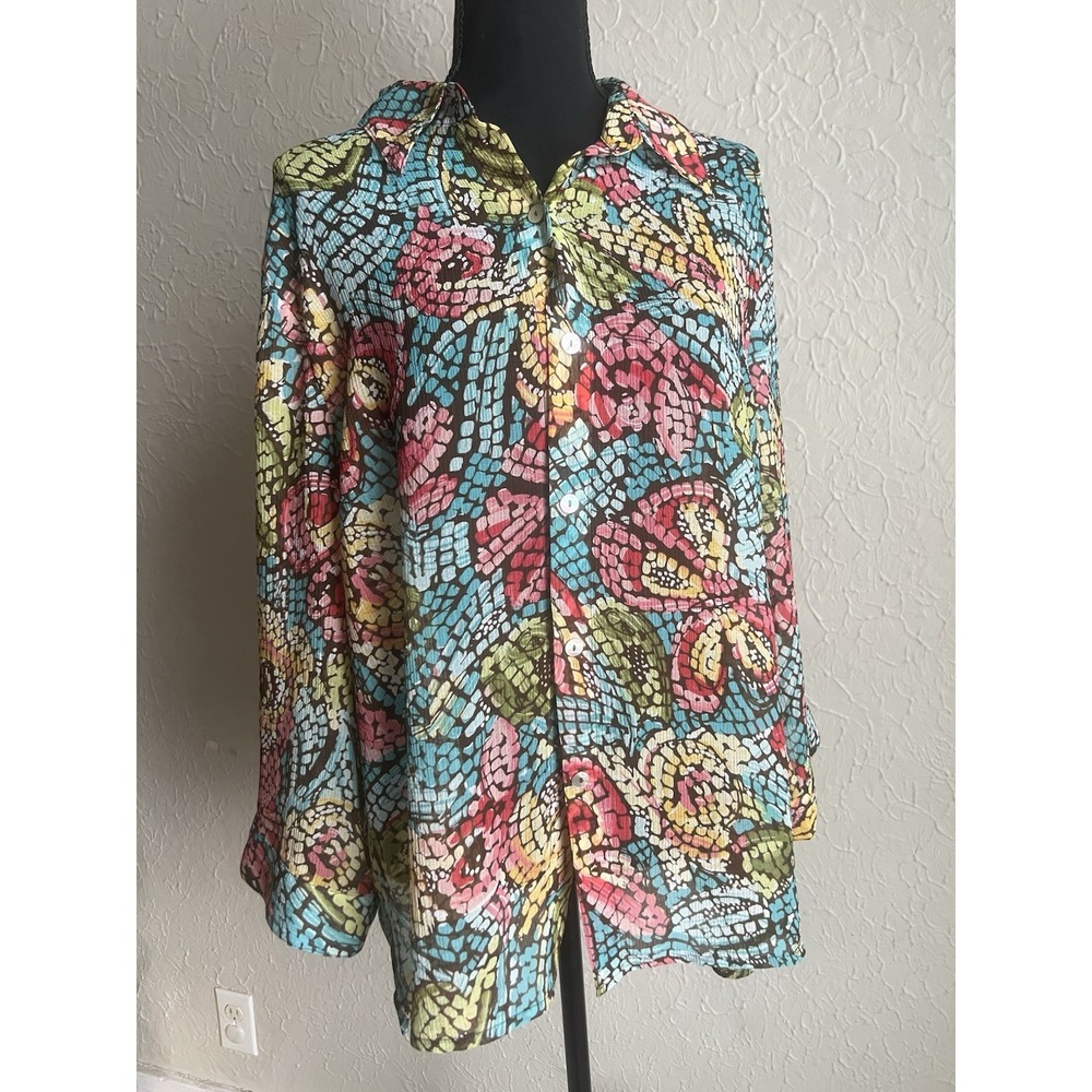 Alfred Dunner Top Plus Size 18 Spring Easter Butterfly Fairy Whimsy Colorful